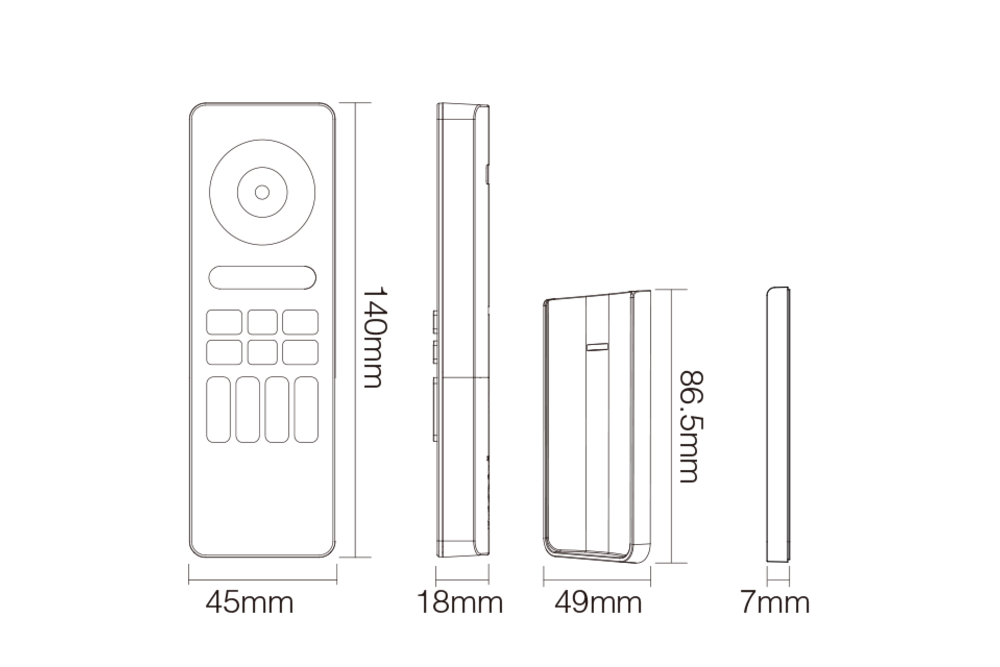 MiLight C5 Zwarte Touch Remote RGB+Dual White,  Mi-Light  RGBWW met 4-kanalen