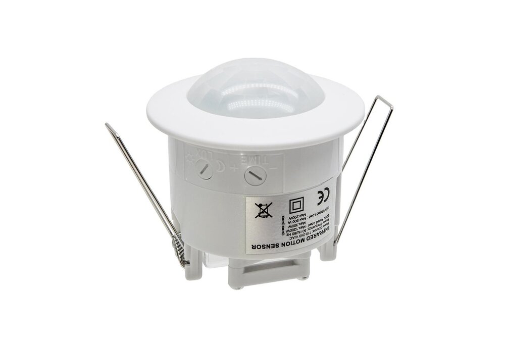 230 Volt inbouw PIR bewegingssensor 1200W | 10 sec tot 7 min | 6m bereik