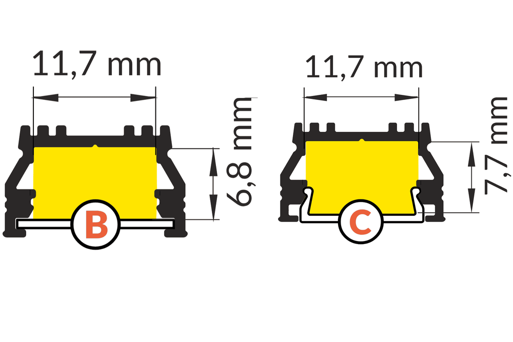 OMNI 12mm Led Profiel Opbouw 1m-2m