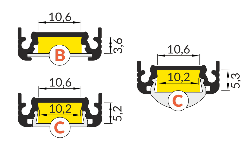 FLUID 10mm Led Profiel Opbouw 1m-2m