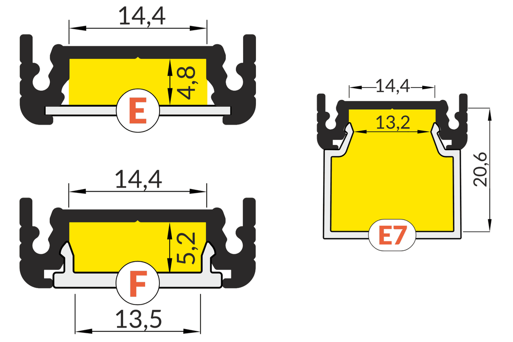 FLUID 14mm Led Profiel Opbouw 1m-2m