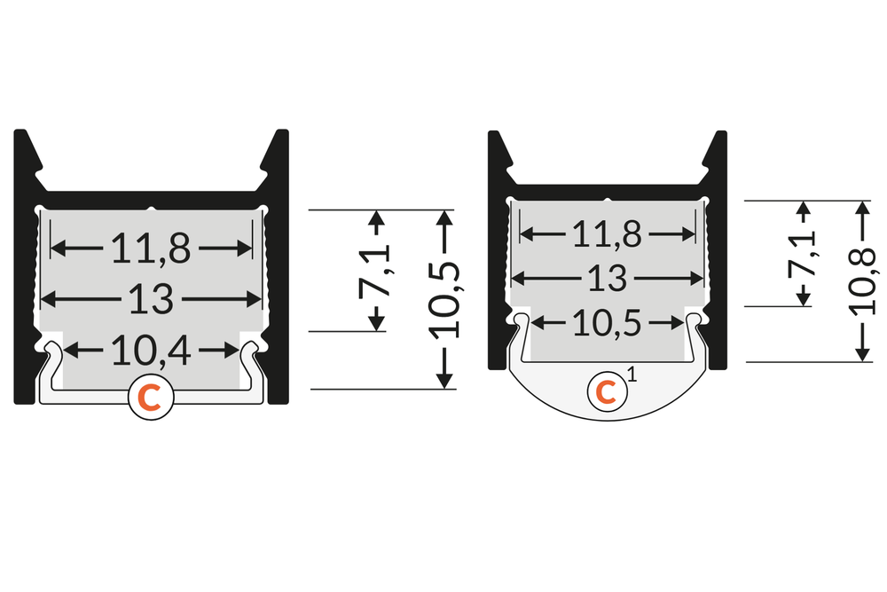 PLEX 12mm Led Profiel Opbouw 2m