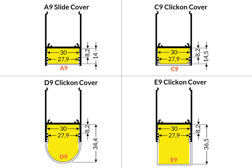 LUVAR UL 31mm hangend Led Profiel 1m-2m