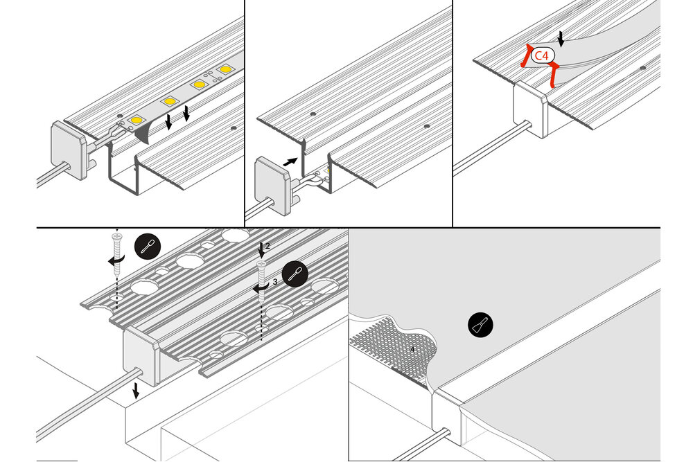 MODO TS 10mm verzonken Led Profiel voor gipsplaat en stucwerk.