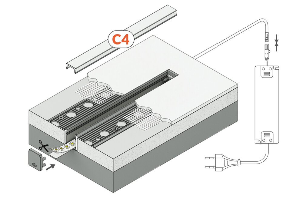 MODO TS 10mm verzonken Led Profiel voor gipsplaat en stucwerk.