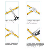 T-Connector Voor Witte COB LED strips, soldeervrij. Voor 8mm ledstrips