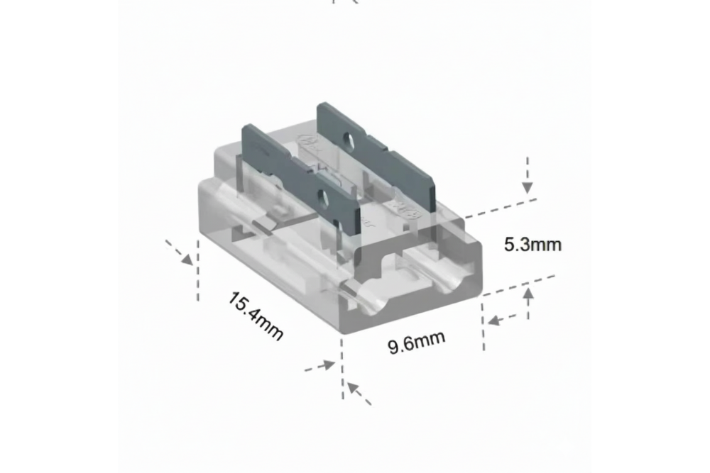 T-Connector Voor Witte COB LED strips, soldeervrij. Voor 8mm ledstrips