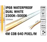 AppLamp ProLine 4m IP68 PRO LINE COB Dual Wit 2300K~5000K CCT Led Strip |  COB 640 Pixels pm 24V - Losse Strip
