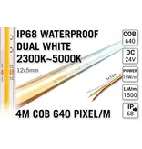 AppLamp ProLine 4m IP68 PRO LINE COB Dual Wit 2300K~5000K CCT Led Strip |  COB 640 Pixels pm 24V - Losse Strip
