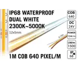 AppLamp ProLine 2m IP68 PRO LINE COB Dual Wit 2300K~5000K CCT Led Strip |  COB 640 Pixels pm 24V - Losse Strip