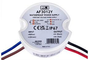 MWPower Waterdichte Voeding Mini Ø50mm - DC 12V 30 Watt 2.5A - IP67