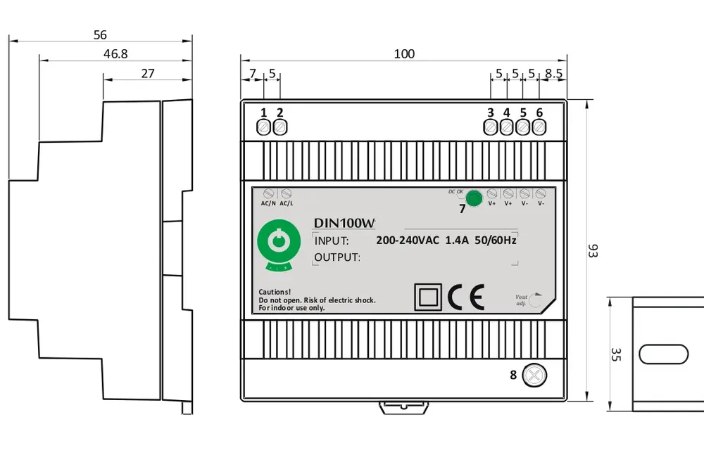 POS POS DIN100W24 - DIN Rail Voeding 24V 100W 4.15 Ampère