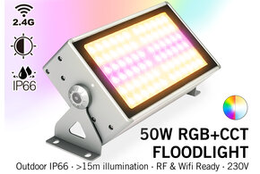 MiLight Mi-Light LED Floodlight RGBWW Kleur + Dual White Waterdicht IP66 - 50Watt - 230Volt