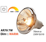 Dim2Warm 7W AR70 GU10 LED spot 2700K tot 1800K