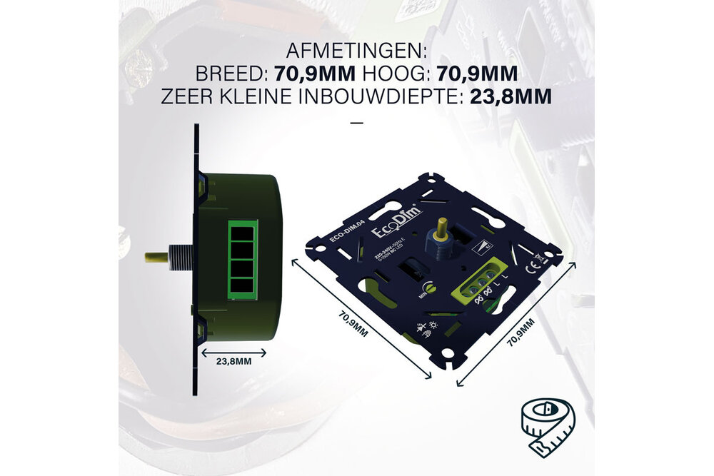 EcoDim ECO-DIM.04 Led dimmer universeel 0-150 W (Fase afsnijding / RC)