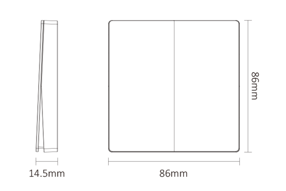 MiLight MiBoxer PUSH3 | 2 Zones draadloos dimpaneel (2,4 GHz) voor 2 zones