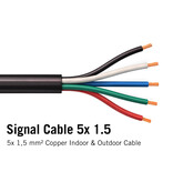 Ronde kabel 5x 1.5mm2  Rood, Groen, Blauw, Zwart, Wit.