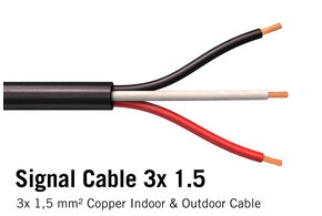 Ronde kabel 3x 1.5mm²  Rood, Zwart, Wit.