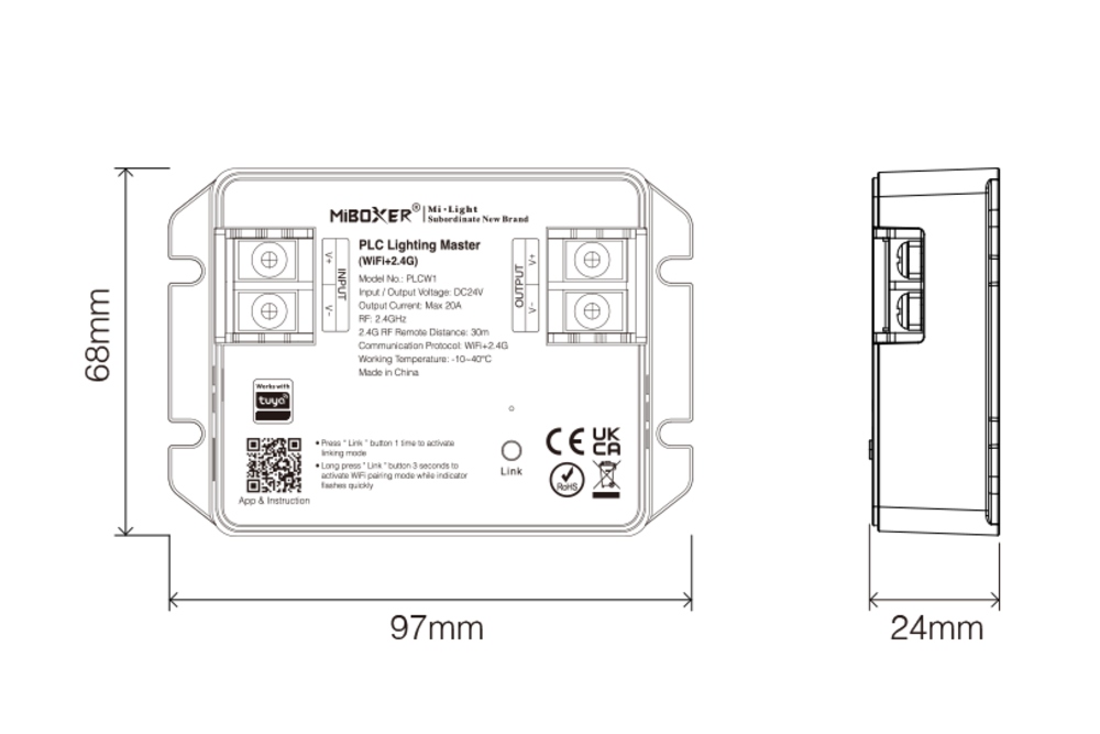 MiLight MiBoxer PLCW1 PLC Lighting Master WiFi+RF voor PLC zwembad- en buitenverlichting