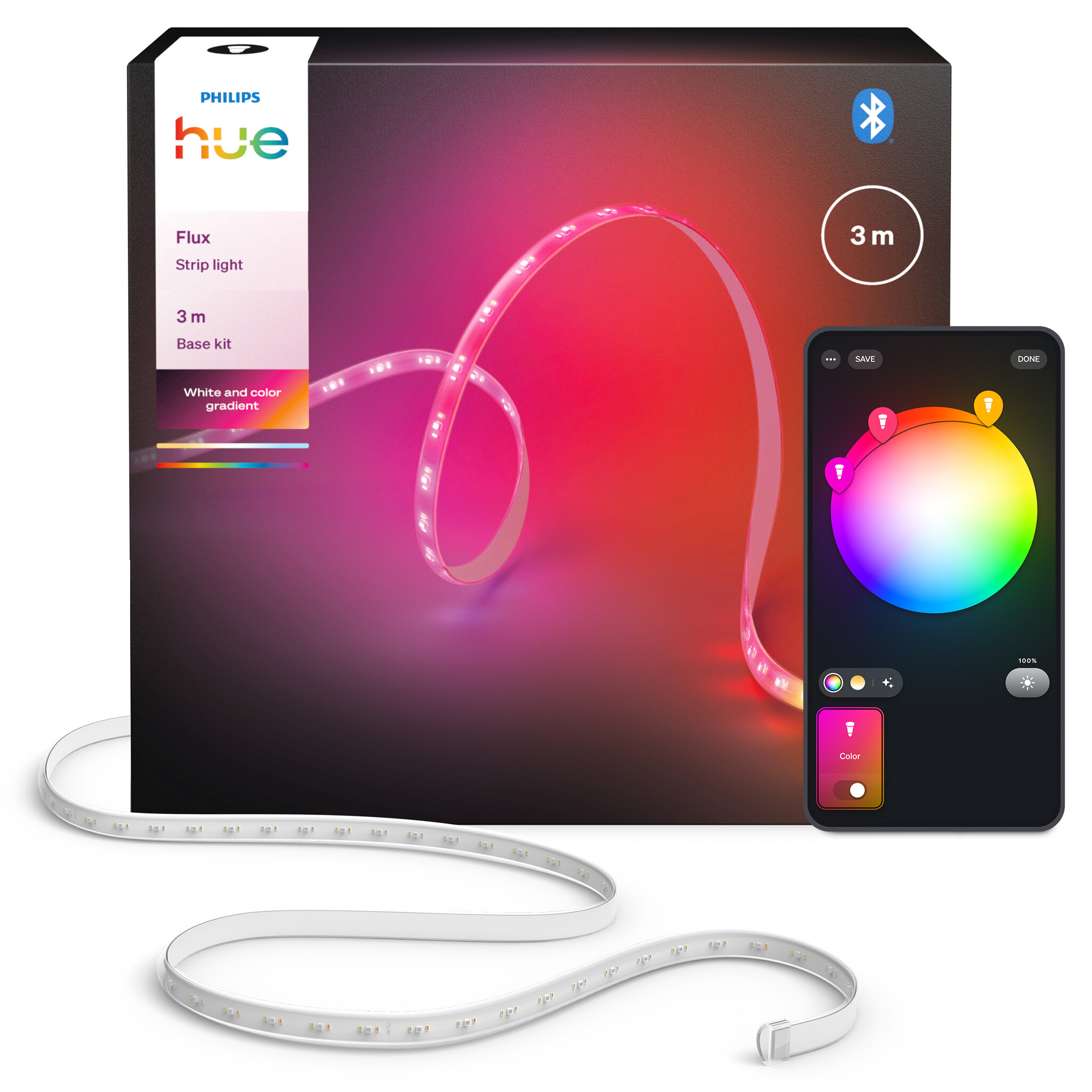 Philips Hue Philips Hue Flux LED strip 3 m | 1200 lumen (totaal) | 12 Watt