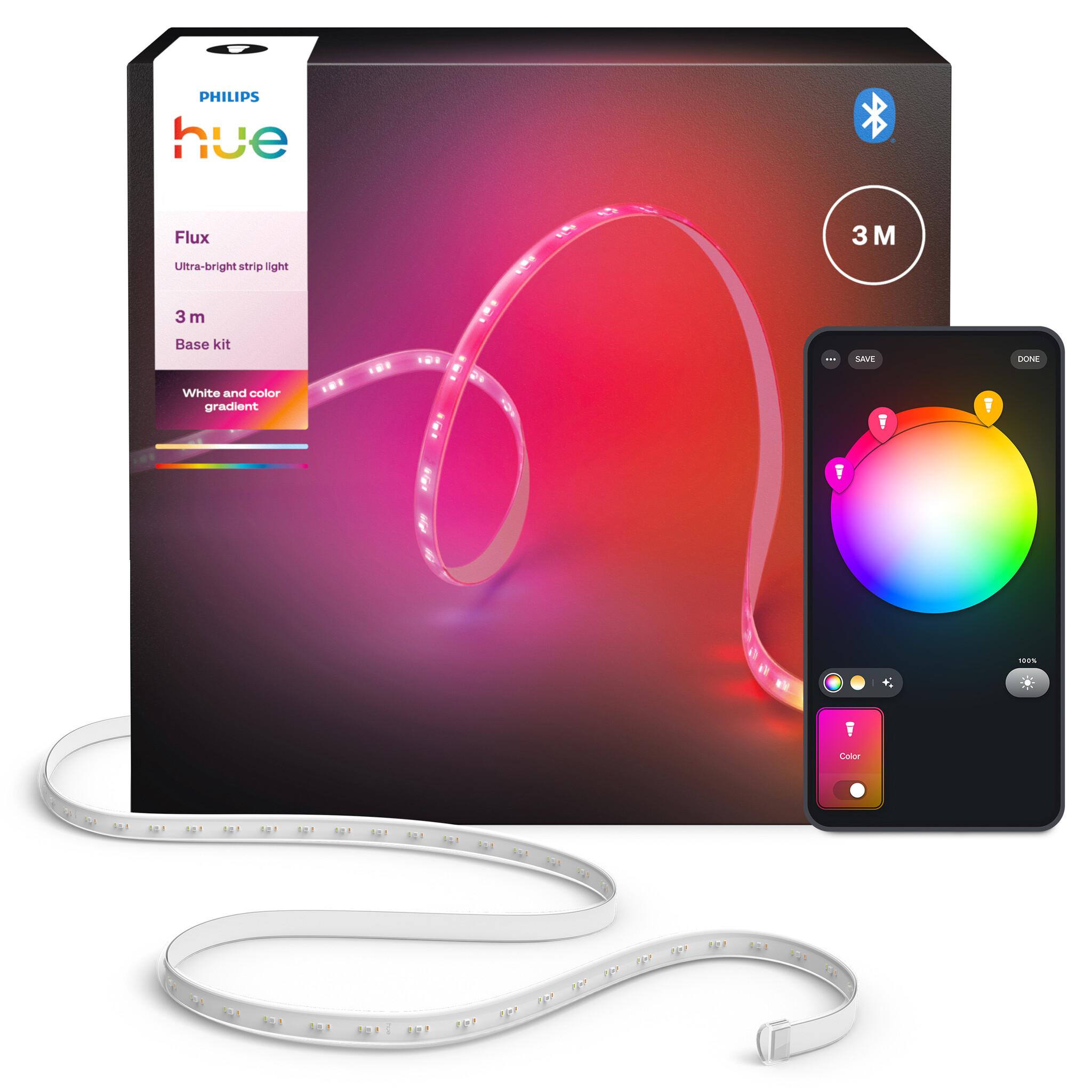 Philips Hue Philips Hue Flux ultraheldere LED strip 3 m | 2900 lumen (totaal) | 29 Watt