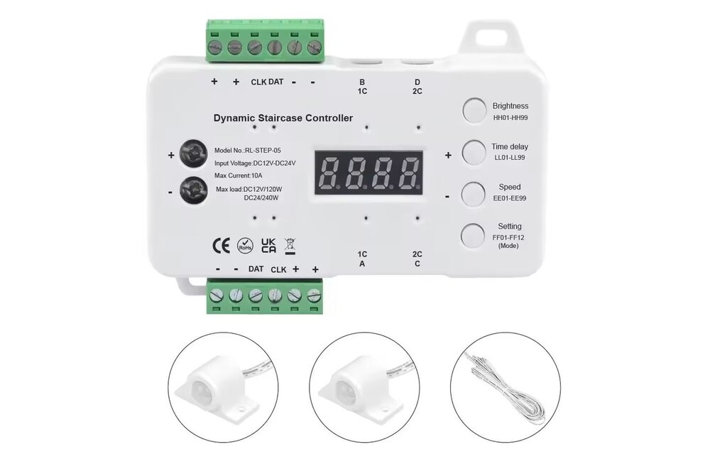 Dynamische trapverlichting controller | Max 16 tredes | 12/24V