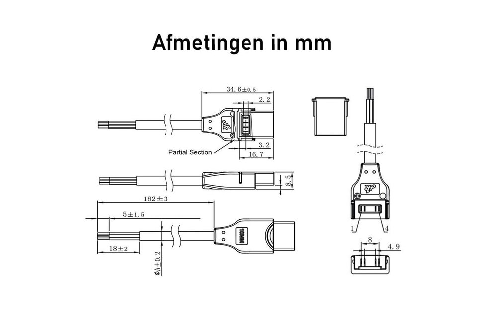 Waterdichte 4-pins Dual White / RGB COB LED strip connector soldeervrije voor 10-12mm ledstrips