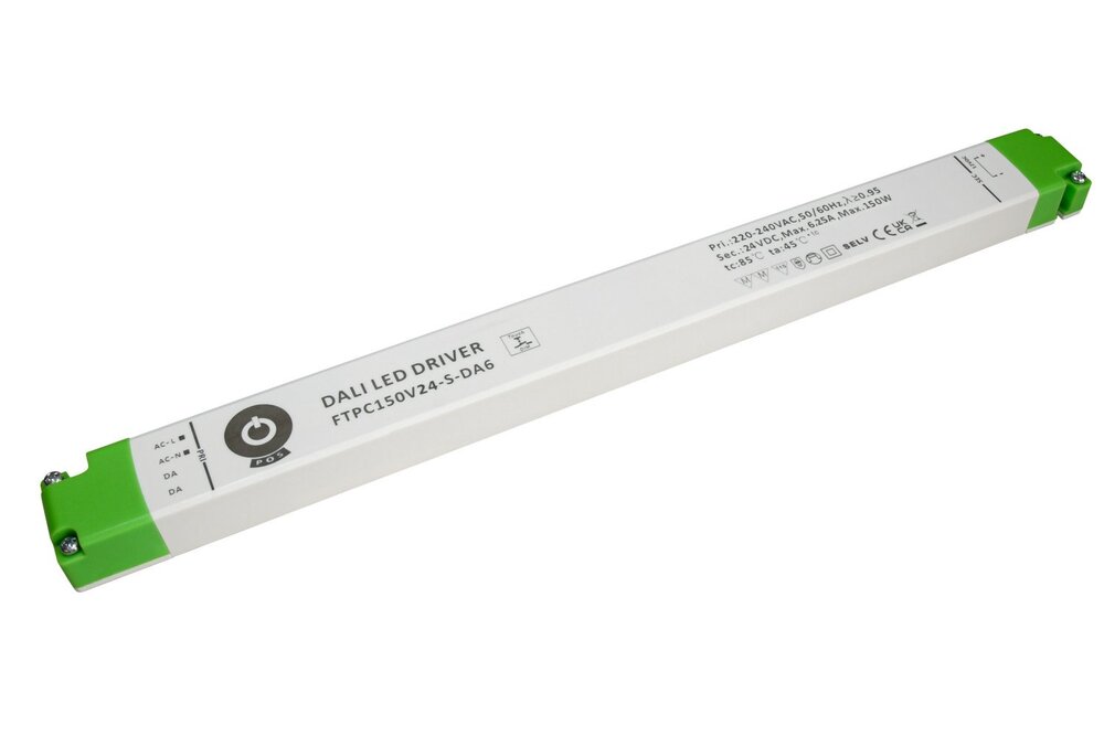 POS-POWER DALI-2 (DT6)  Ultra Dunne Constant Voltage Voeding DC 24 Volt 150 Watt 6.25 Ampère met PFC control