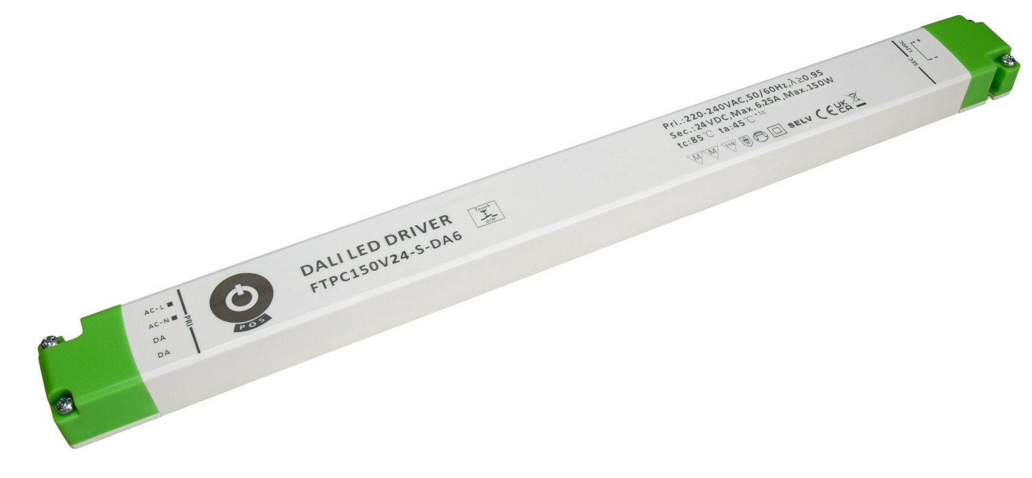 POS-POWER DALI-2 (DT6)  Ultra Dunne Constant Voltage Voeding DC 24 Volt 150 Watt 6.25 Ampère met PFC control