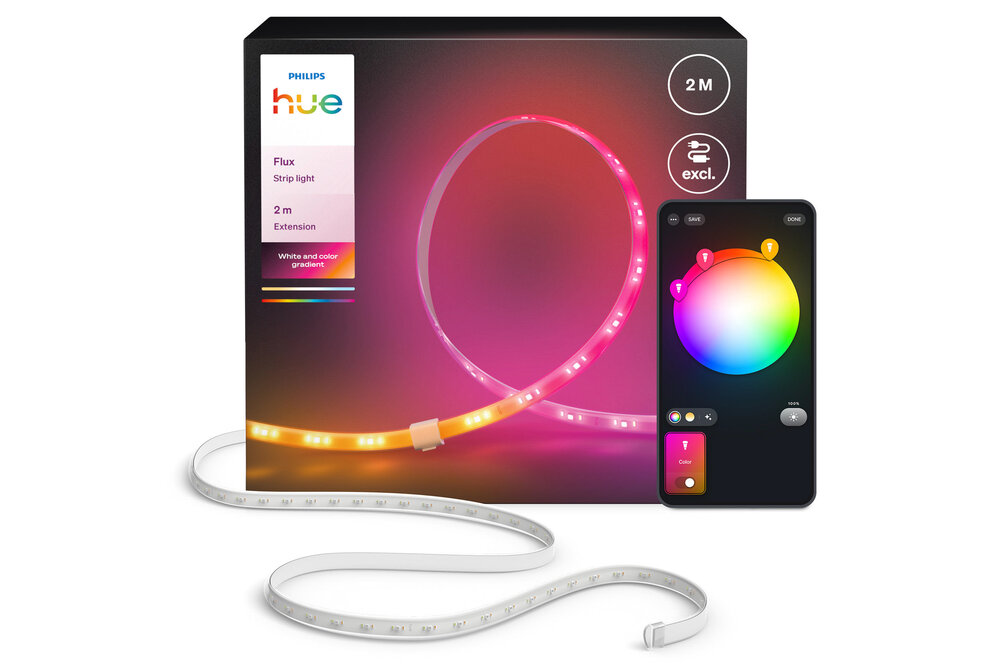 Philips Hue Philips Hue Flux LED strip verlenging - 2 meter verlengstrip -  Eenvoudige installatie - Wit en gekleurd licht - Chromasync™ technologie | 19.5 Watt