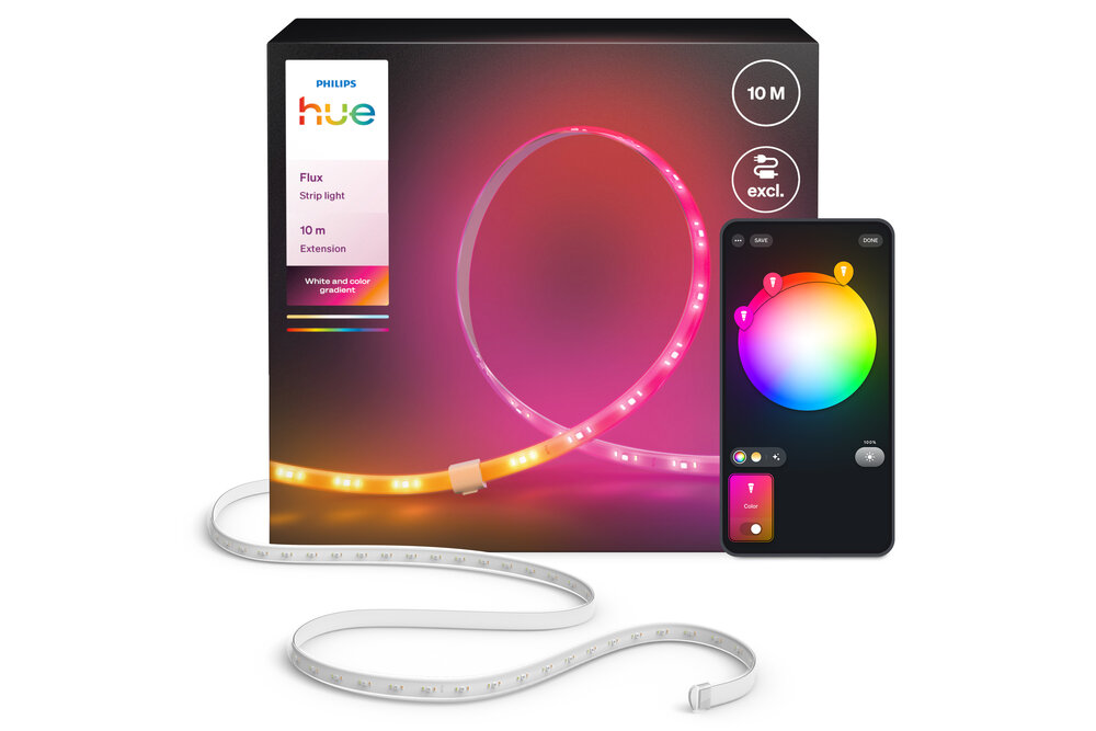 Philips Hue Philips Hue Flux LED strip verlenging - 10 meter verlengstrip -  Eenvoudige installatie - Wit en gekleurd licht - Chromasync™ technologie | 60 Watt