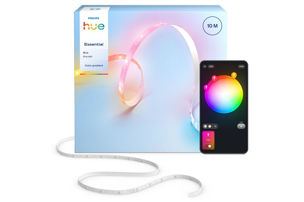 Philips Hue Essential Philips Hue Essential LED Strip - 10m - Gekleurd licht - Dimbaar - Knip op maat- Bediening via onze app of met je stem | 27.2 Watt