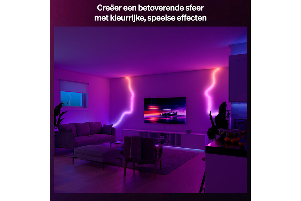 Philips Hue Essential Philips Hue Essential Flex LED Strip - 5m - Gekleurd neonlicht - Dimbaar - Buig in elke vorm - Bediening via onze app of met je stem | 19 Watt