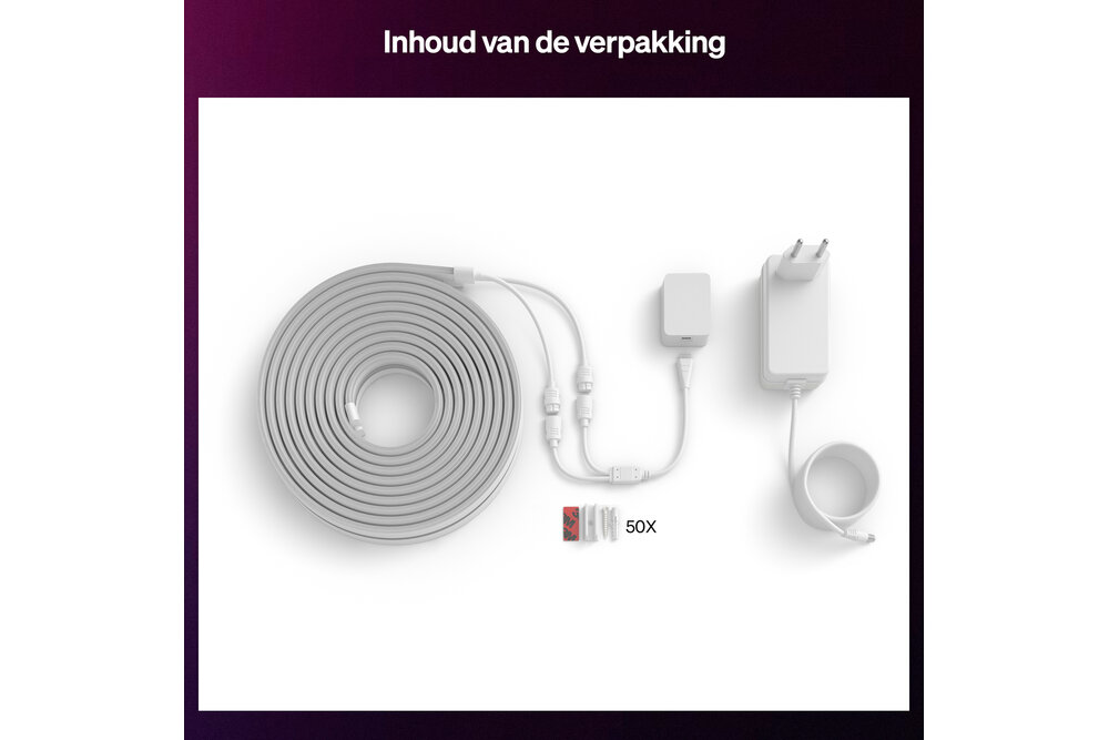 Philips Hue Essential Philips Hue Essential Flex LED Strip - 10m (2 x 5m LED strip) - Gekleurd neonlicht - Dimbaar - Buig in elke vorm - Bediening via onze app of met je stem | 39.5 Watt