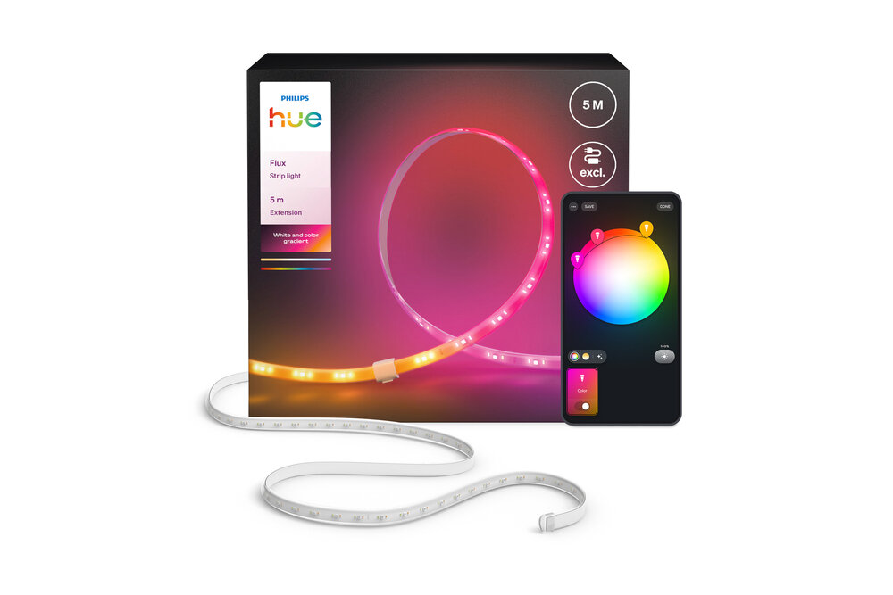 Philips Hue Philips Hue Flux LED strip verlenging - 5 meter verlengstrip -  Eenvoudige installatie - Wit en gekleurd licht - Chromasync™ technologie | 48 Watt