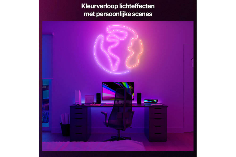 Philips Hue Essential Philips Hue Essential Flex LED Strip - 10m (2 x 5m LED strip) - Gekleurd neonlicht - Dimbaar - Buig in elke vorm - Bediening via onze app of met je stem | 39.5 Watt