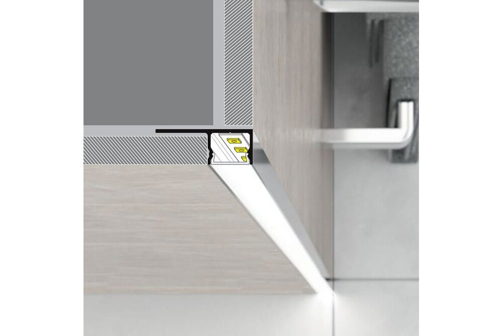 EDGE TS180 12mm Zwart verzonken Led Profiel voor tegels en stucwerk