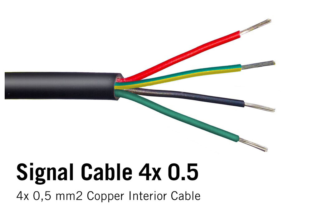 Ronde kabel 4x 0.5mm2  rood, groen, zwart, geel/groen