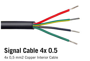 Ronde kabel 4x 0.5mm2  rood, groen, zwart, geel/groen