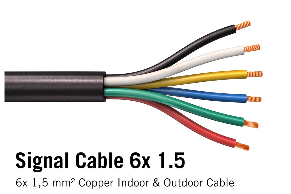 Ronde kabel 6x 1.5mm2  Rood, Groen, Blauw, Geel, Wit, Zwart