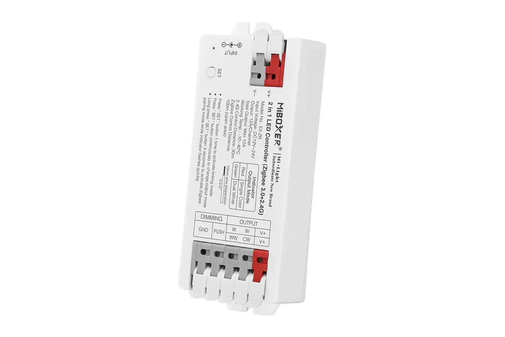 Miboxer MiBoxer E2-ZR 2-in-1 Dimbare LED Controller met Zigbee 3.0 en 2,4 GHz RF - Geschikt voor Single Color en Dual White LED strips