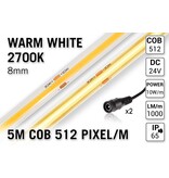 AppLamp COB LED Strip 24V Warm Wit 2700K – 5 Meter | 1000 lm/m | CRI >90 | IP65 Spatwaterdicht