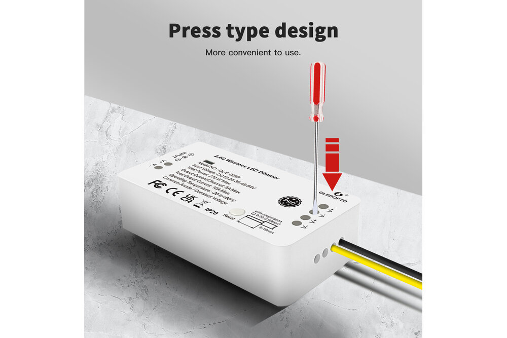 Enkelkleurige Gledopto GL-C-009P Zigbee Dimmer Controller | 12-54 Volt 270 Watt