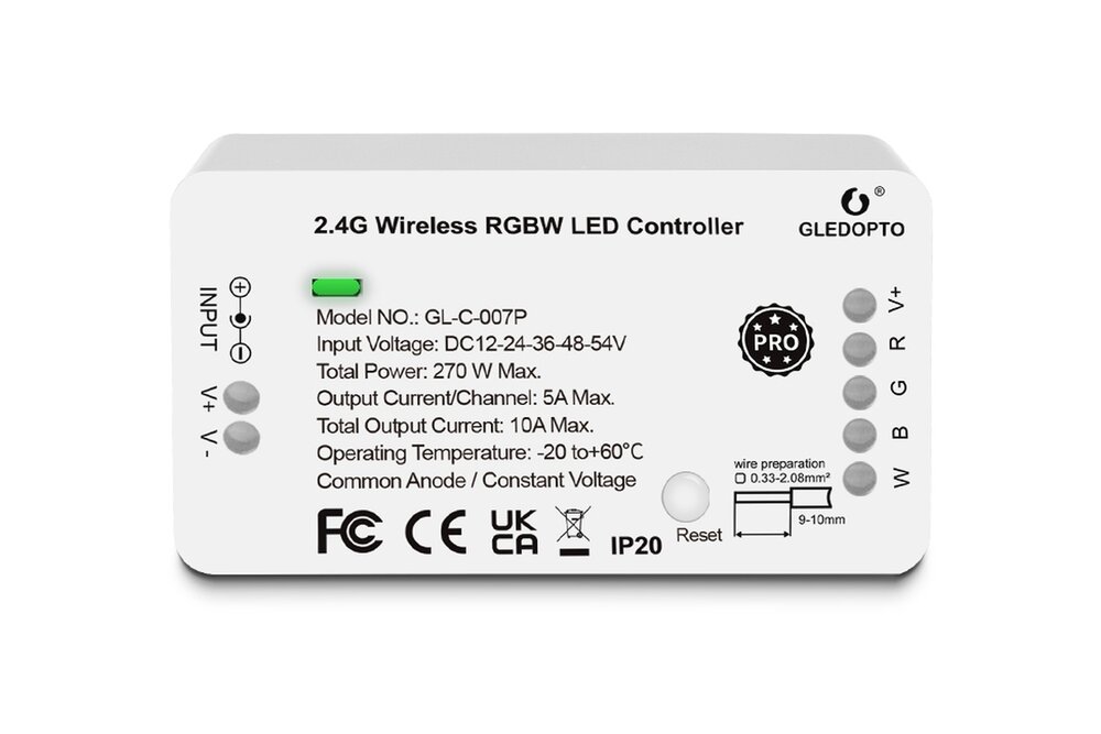 GLEDOPTO RGBW Gledopto Zigbee Pro Controller GL-C-007P ZLL Compatibel | 12-54 Volt