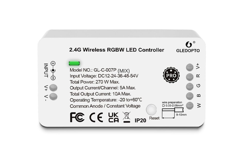 GLEDOPTO RGBW Gledopto Zigbee Pro Controller GL-C-007P MIX Compatibel | 12-54 Volt