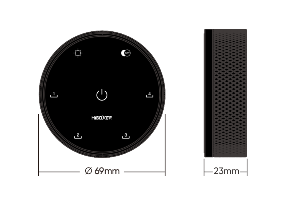 MiLight MiBoxer K5 – 2.4G RF CCT Draaiknop Afstandsbediening met Kleurtemperatuur & Dimfunctie, AAA Batterijen