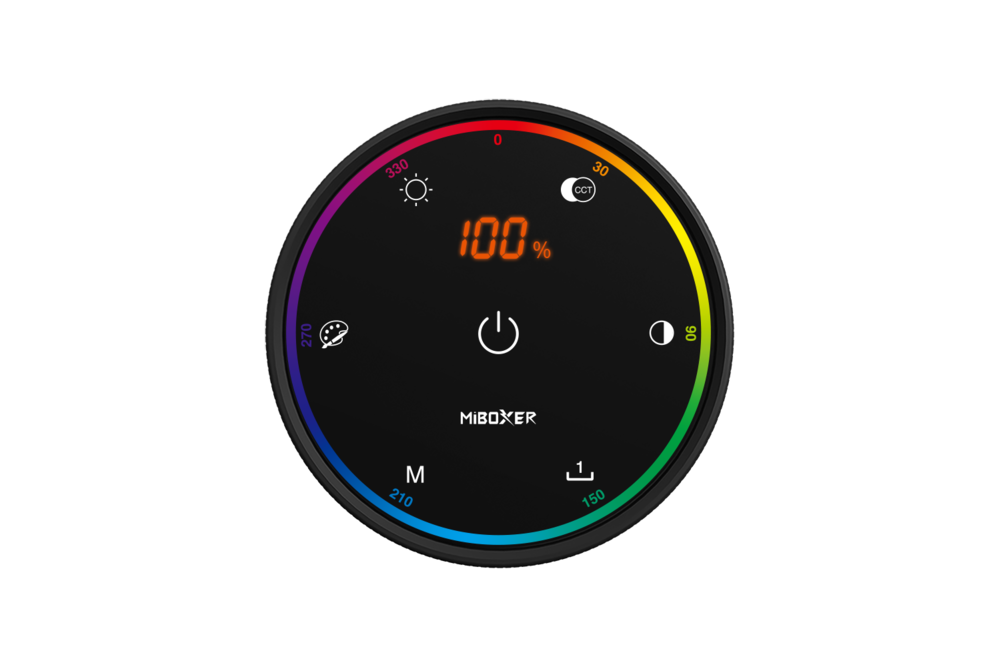 MiLight MiBoxer K6 2.4G RF RGB/RGBW/RGB+CCT Draai/Knop Afstandsbediening met Kleurenring, Kleurtemperatuur & DimfunctieAAA Batterijen