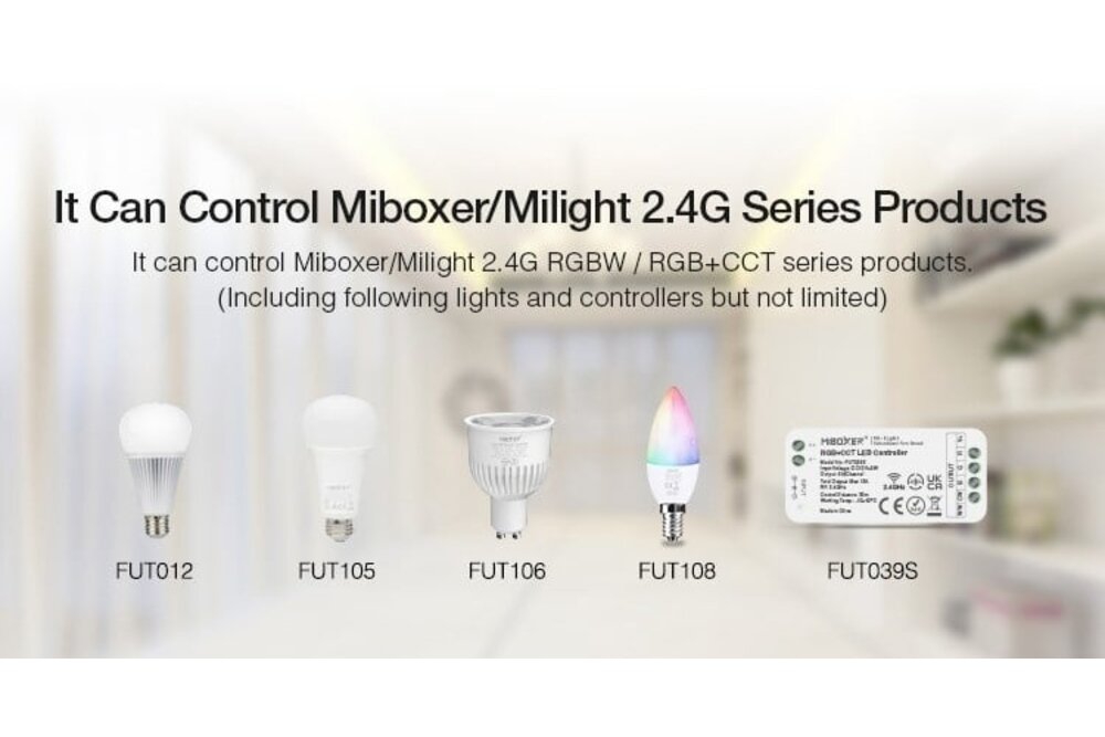 MiLight MiBoxer K6 2.4G RF RGB/RGBW/RGB+CCT Draai/Knop Afstandsbediening met Kleurenring, Kleurtemperatuur & DimfunctieAAA Batterijen