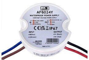 MWPower Mini Waterdichte Voeding ⌀50mm - DC 24V 60 Watt 2.5A - IP66