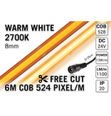 AppLamp Vrij Knipbare Pro Line COB 2700K Warm Wit Led Strip | 6m 13W pm  24V | 528 pixels pm - Losse Strip